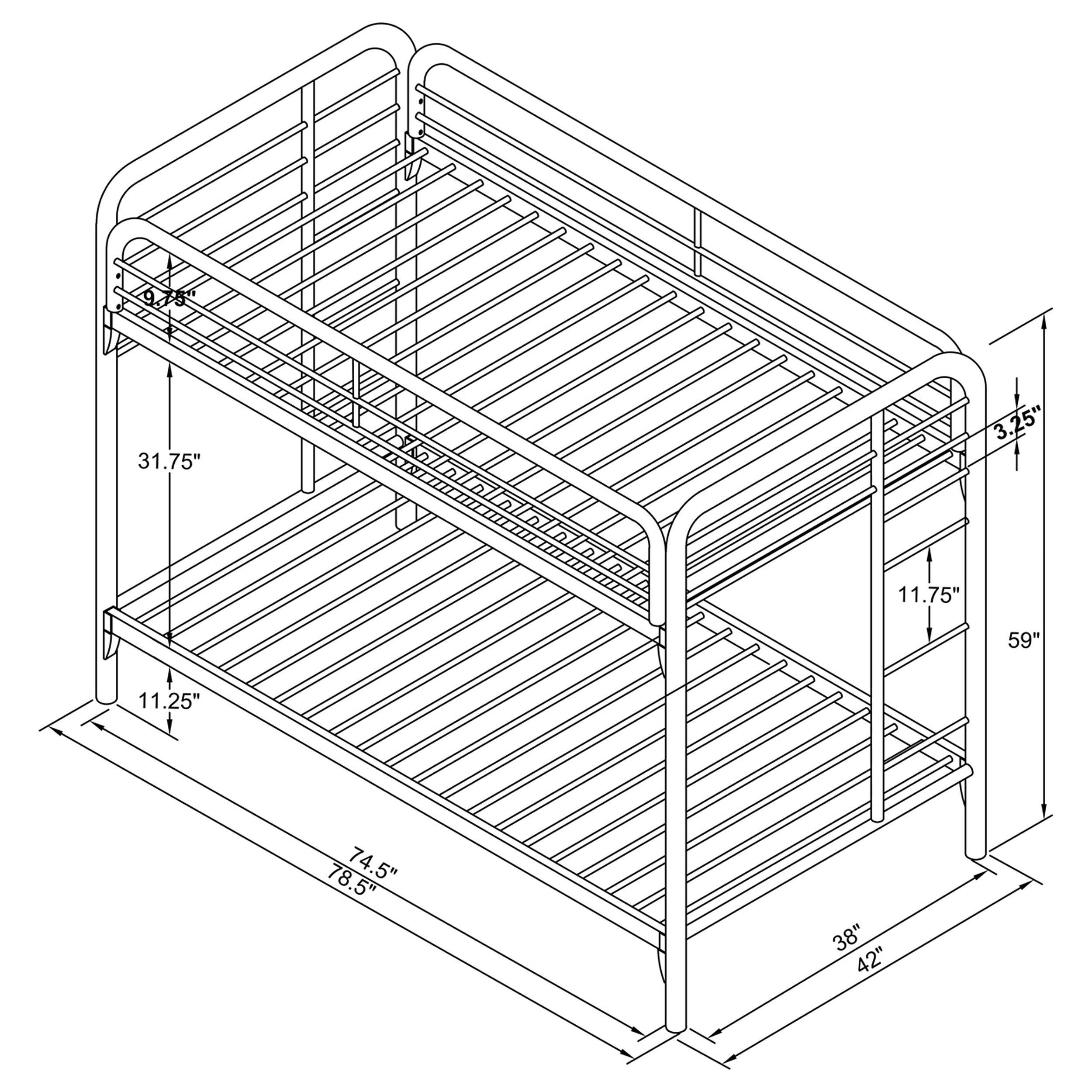 Morgan Metal Twin Over Twin Bunk Bed Silver