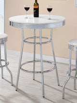 Mesa de bar redonda retro de 76 cm, estilo bistró, estilo pub, de los años 50, color blanco
