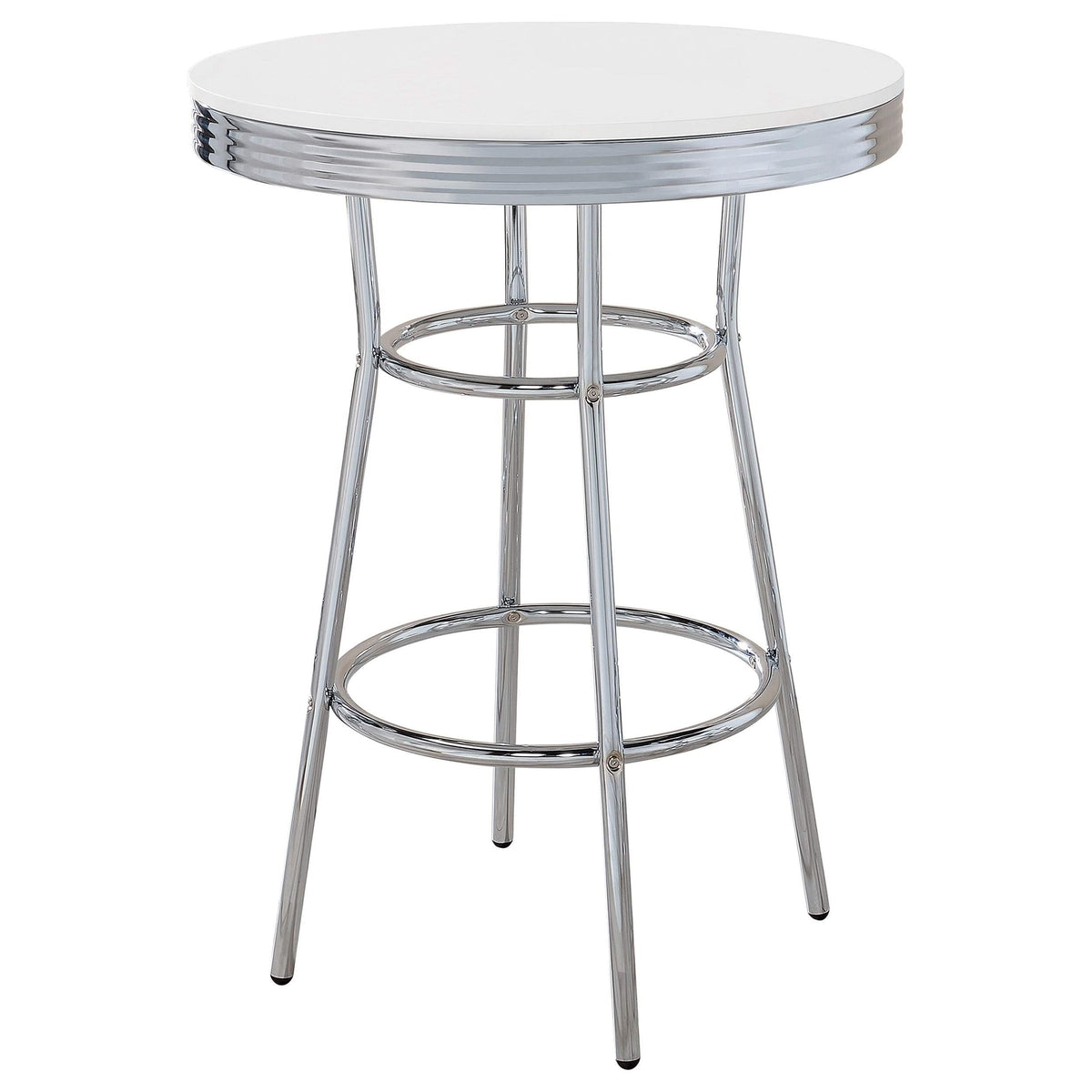 Mesa de bar redonda retro de 76 cm, estilo bistró, estilo pub, de los años 50, color blanco