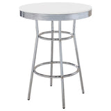 Mesa de bar redonda retro de 76 cm, estilo bistró, estilo pub, de los años 50, color blanco