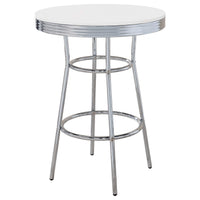 Mesa de bar redonda retro de 76 cm, estilo bistró, estilo pub, de los años 50, color blanco