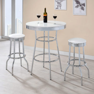Mesa de bar redonda retro de 76 cm, estilo bistró, estilo pub, de los años 50, color blanco
