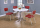 Juego de mesa de comedor redonda retro de 5 piezas en blanco y rojo