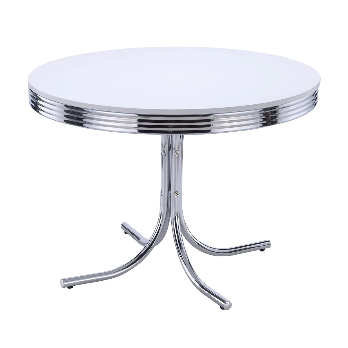 Juego de mesa de comedor redonda retro de 5 piezas en blanco y rojo