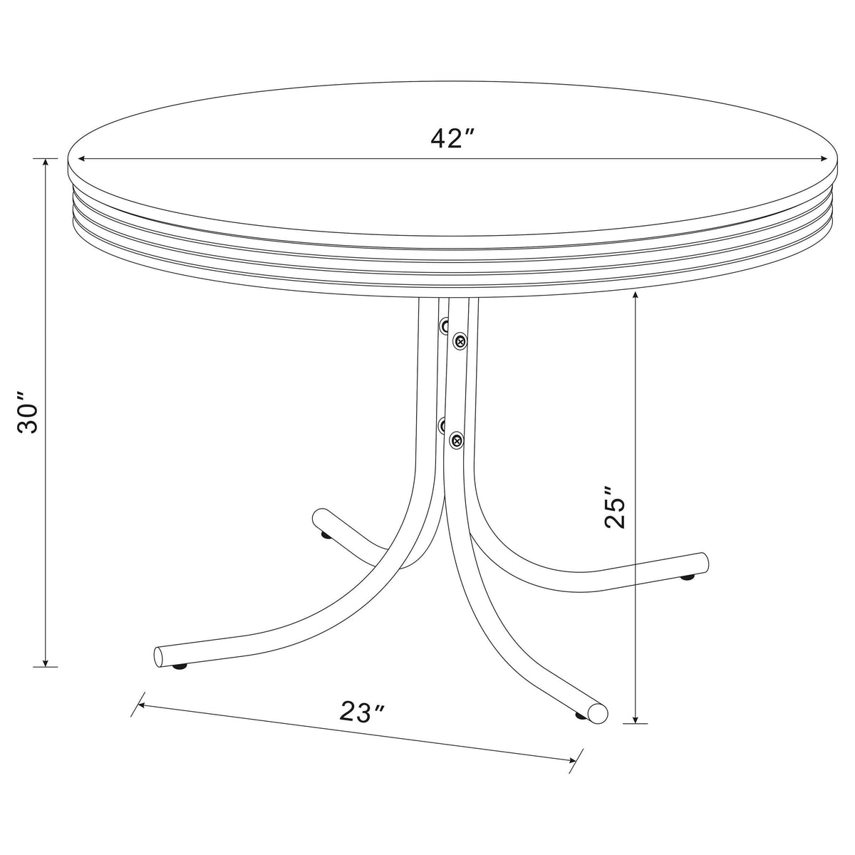 Juego de mesa de comedor redonda retro de 5 piezas en blanco y rojo