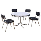 Juego de mesa de comedor redonda retro de 5 piezas en blanco y negro