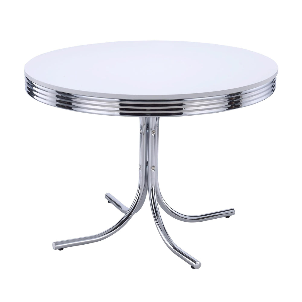 Juego de mesa de comedor redonda retro de 5 piezas en blanco y negro