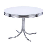 Juego de mesa de comedor redonda retro de 5 piezas en blanco y negro