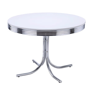 Juego de mesa de comedor redonda retro de 5 piezas en blanco y negro