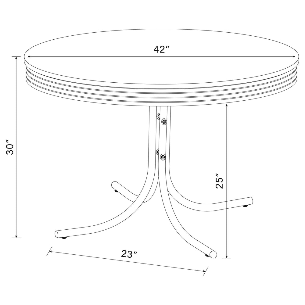 Juego de mesa de comedor redonda retro de 5 piezas en blanco y negro