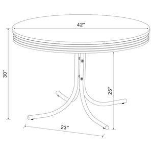 Juego de mesa de comedor redonda retro de 5 piezas en blanco y negro