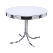 Retro Round 42-inch Wood Top Dining Table White and Chrome