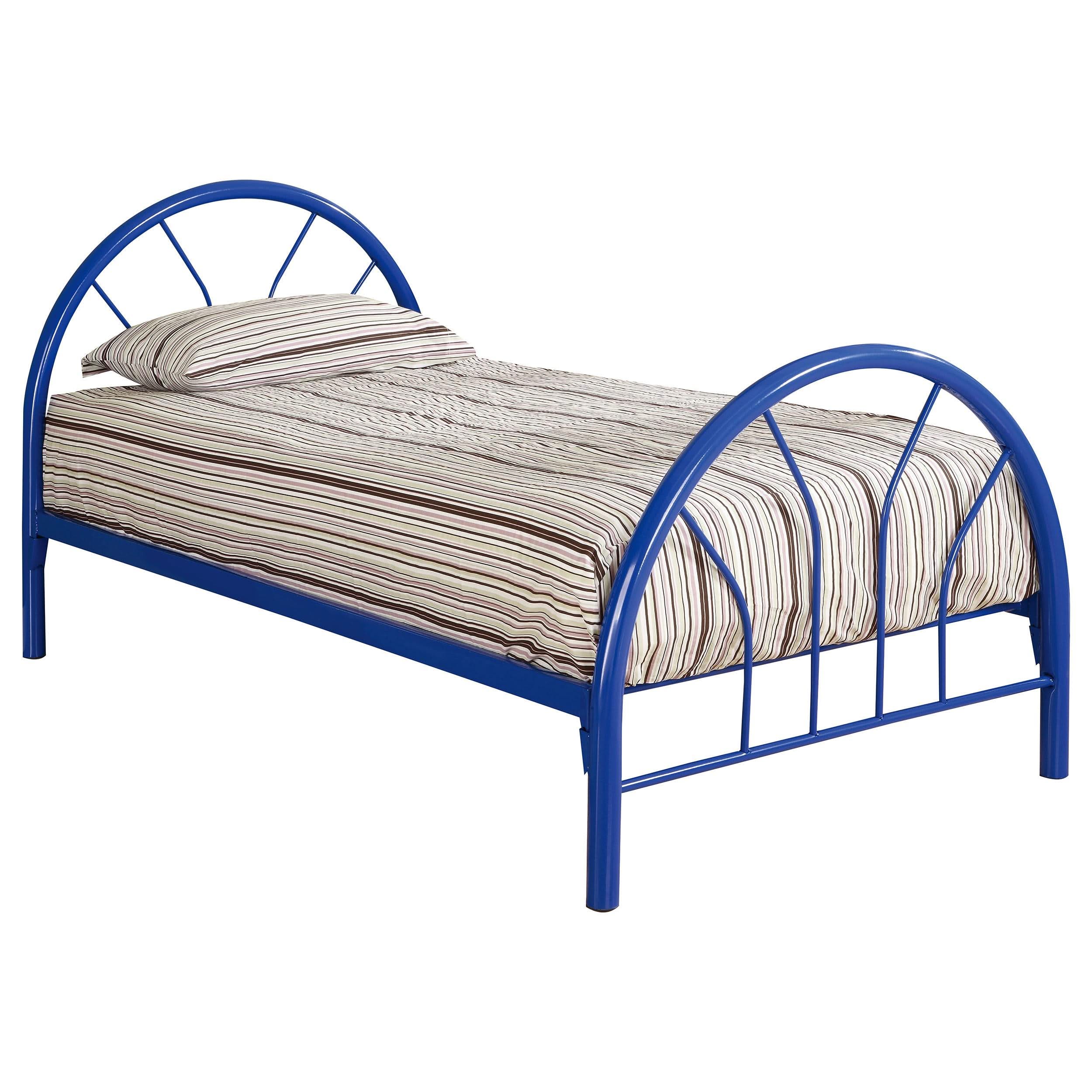 Cama doble de metal Marjorie con estructura abierta, color azul