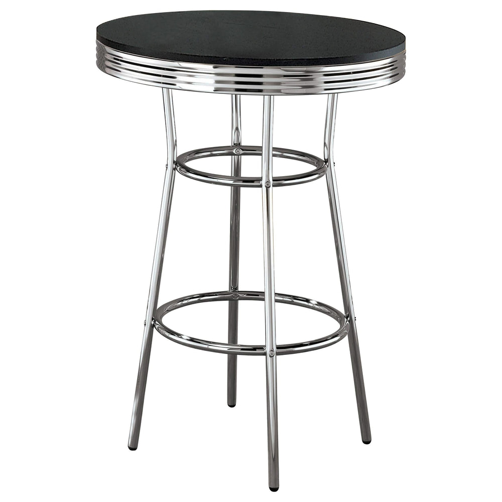 Mesa de bar redonda retro de 30 pulgadas, estilo bistró, estilo pub, de los años 50, color negro