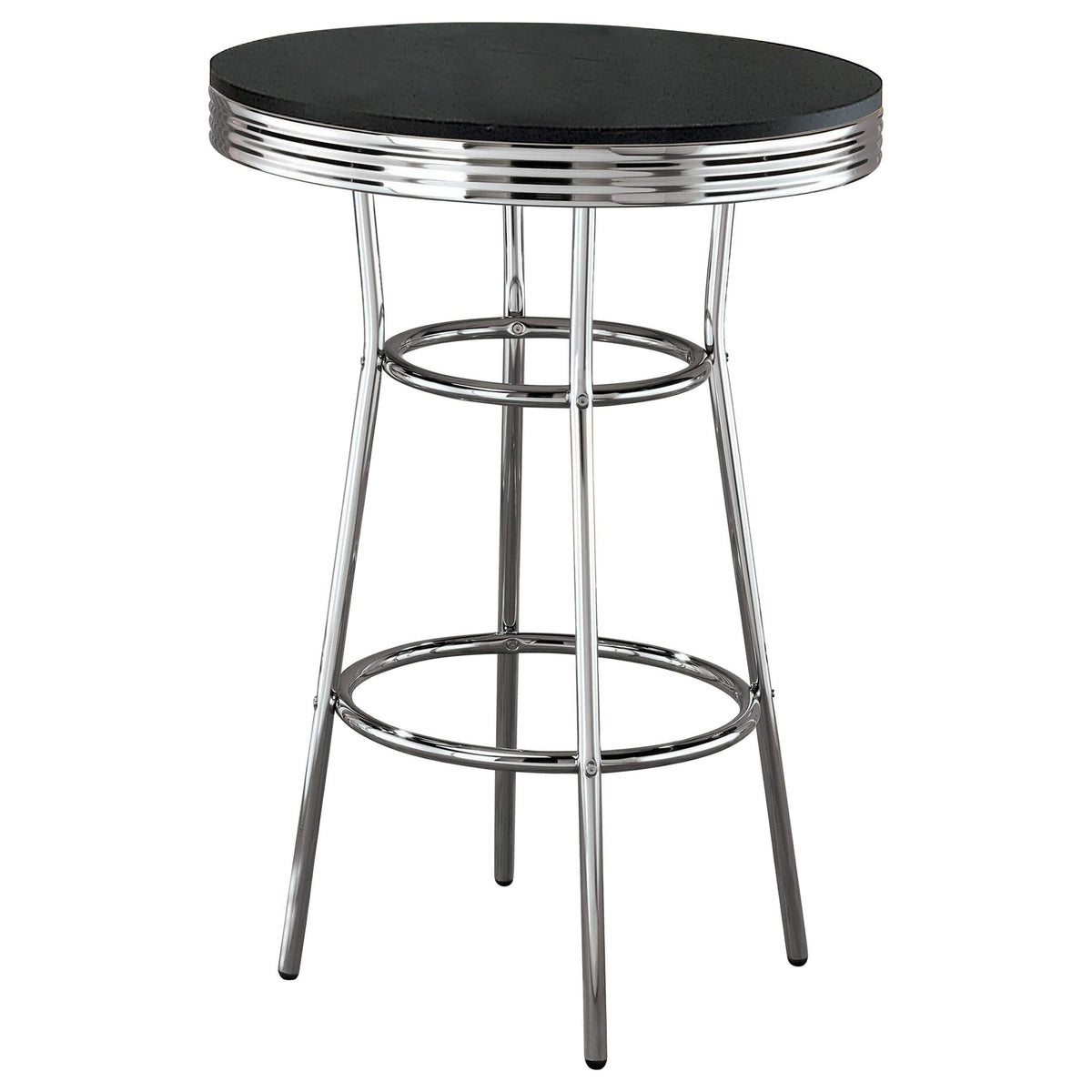 Mesa de bar redonda retro de 30 pulgadas, estilo bistró, estilo pub, de los años 50, color negro