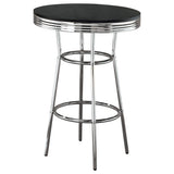 Mesa de bar redonda retro de 30 pulgadas, estilo bistró, estilo pub, de los años 50, color negro