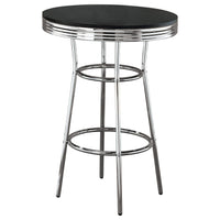 Mesa de bar redonda retro de 30 pulgadas, estilo bistró, estilo pub, de los años 50, color negro