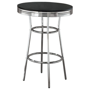 Mesa de bar redonda retro de 30 pulgadas, estilo bistró, estilo pub, de los años 50, color negro