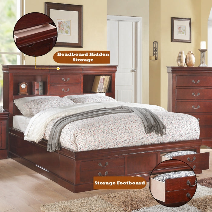 Louis Philippe III Queen Bed W/Storage