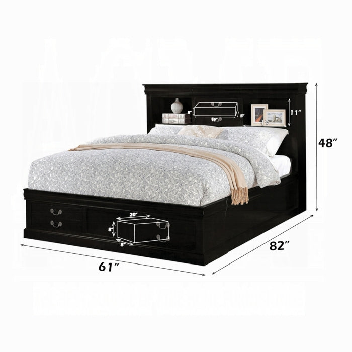 Louis Philippe III Queen Bed W/Storage