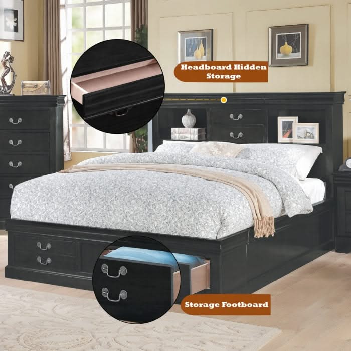 Cama Queen Luis Felipe III con espacio de almacenamiento