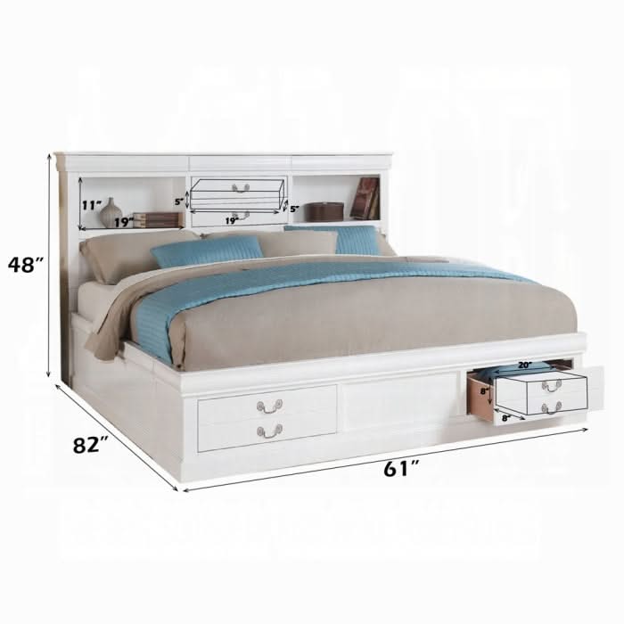 Louis Philippe III Queen Bed W/Storage