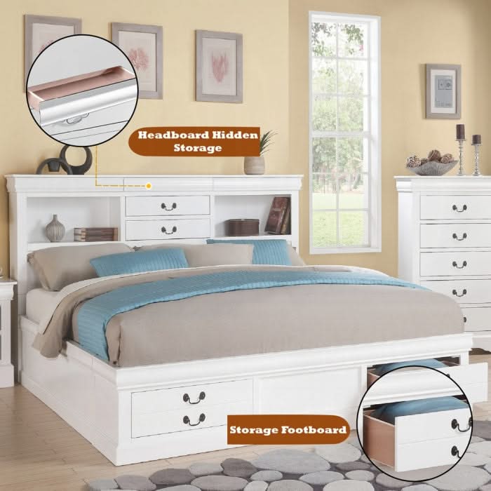 Louis Philippe III Queen Bed W/Storage