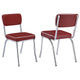 Silla de comedor tapizada retro roja (juego de 2)