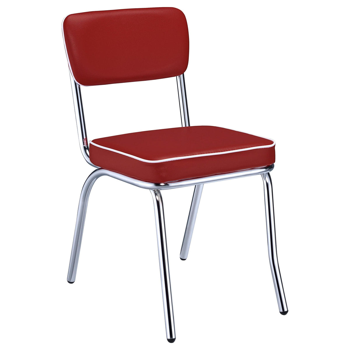Silla de comedor tapizada retro roja (juego de 2)
