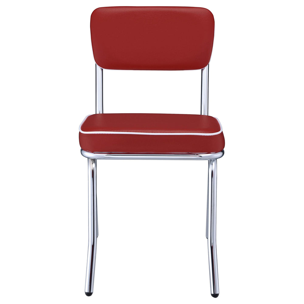 Silla de comedor tapizada retro roja (juego de 2)