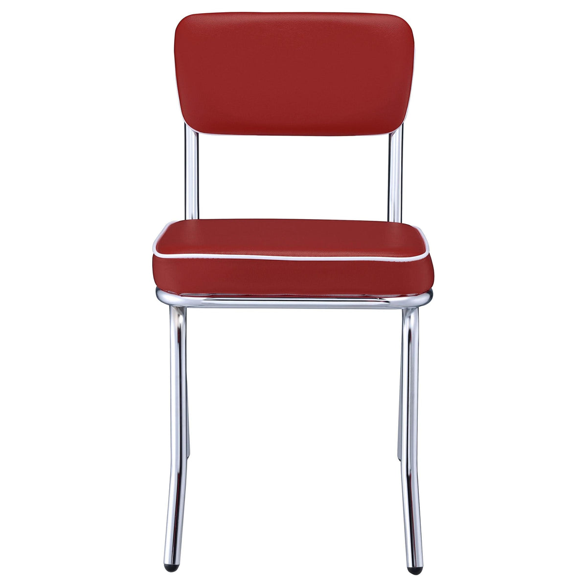 Silla de comedor tapizada retro roja (juego de 2)