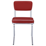 Silla de comedor tapizada retro roja (juego de 2)