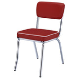 Silla de comedor tapizada retro roja (juego de 2)