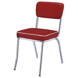 Silla de comedor tapizada retro roja (juego de 2)