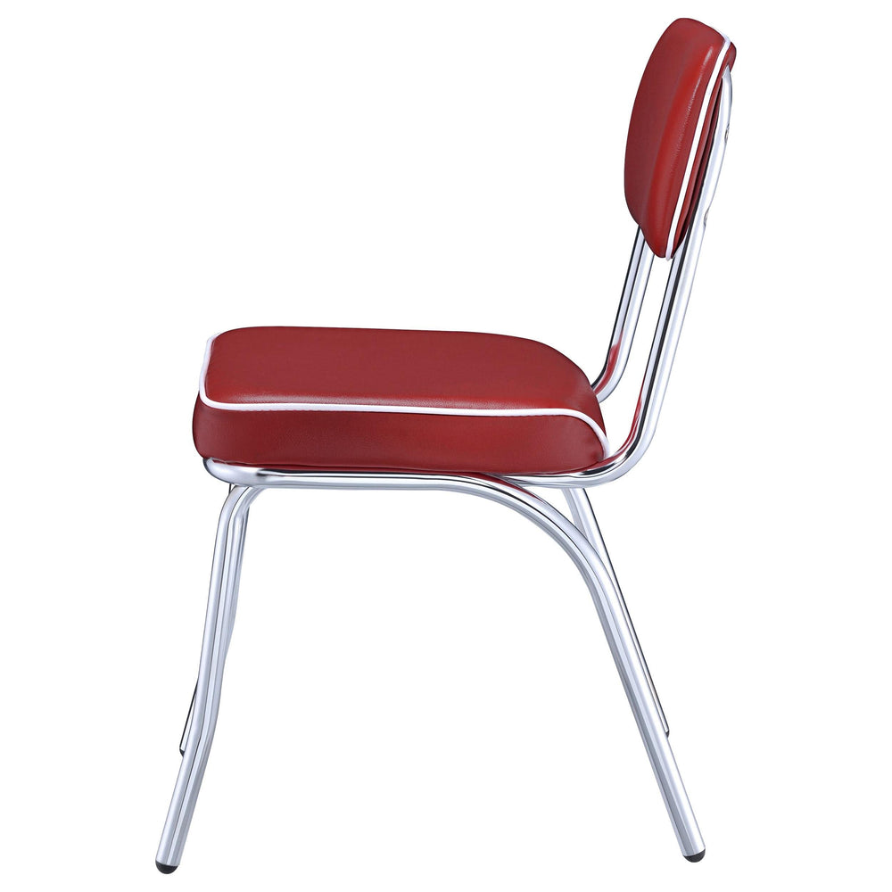 Silla de comedor tapizada retro roja (juego de 2)