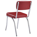 Silla de comedor tapizada retro roja (juego de 2)