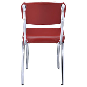 Silla de comedor tapizada retro roja (juego de 2)