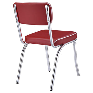 Silla de comedor tapizada retro roja (juego de 2)
