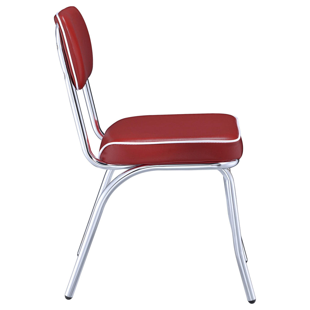 Silla de comedor tapizada retro roja (juego de 2)
