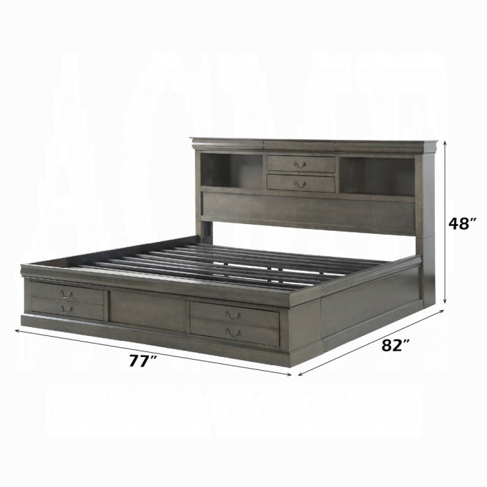 Louis Philippe III EK Bed W/Storage