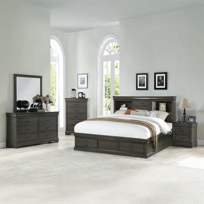 Louis Philippe III Queen Bed W/Storage