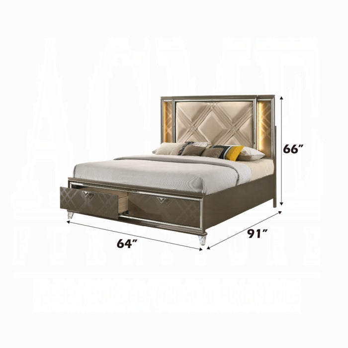 Skylar Queen Bed W/Led & Storage