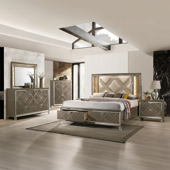 Skylar Queen Bed W/Led & Storage