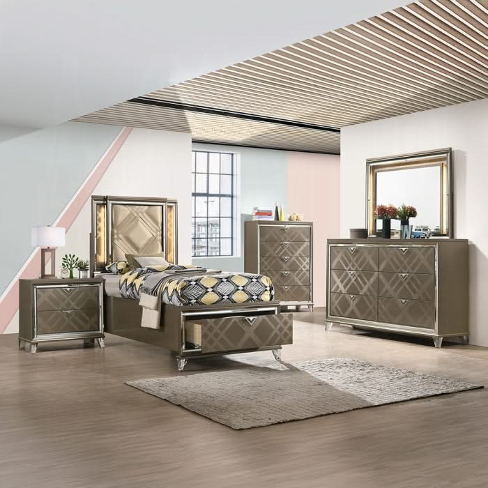 Skylar Full Bed W/Led & Storage