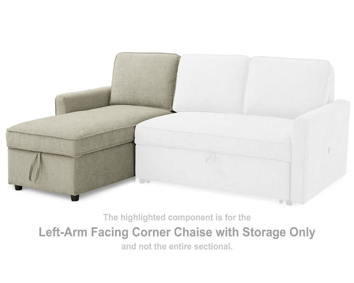 Chaise longue esquinera con brazo izquierdo y almacenamiento Kerle