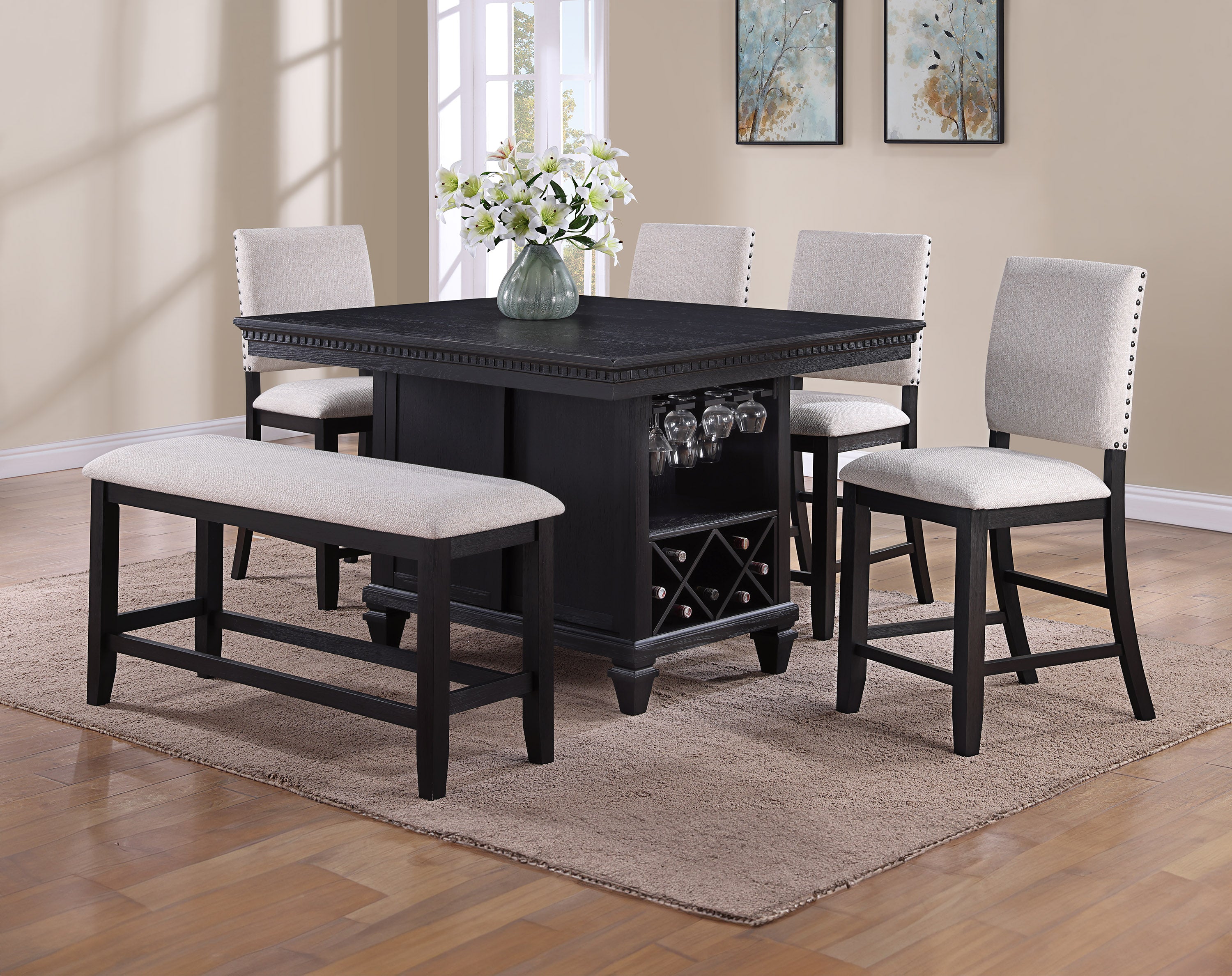 2772CL-6P REGENT CT HT DINING CHARCOAL