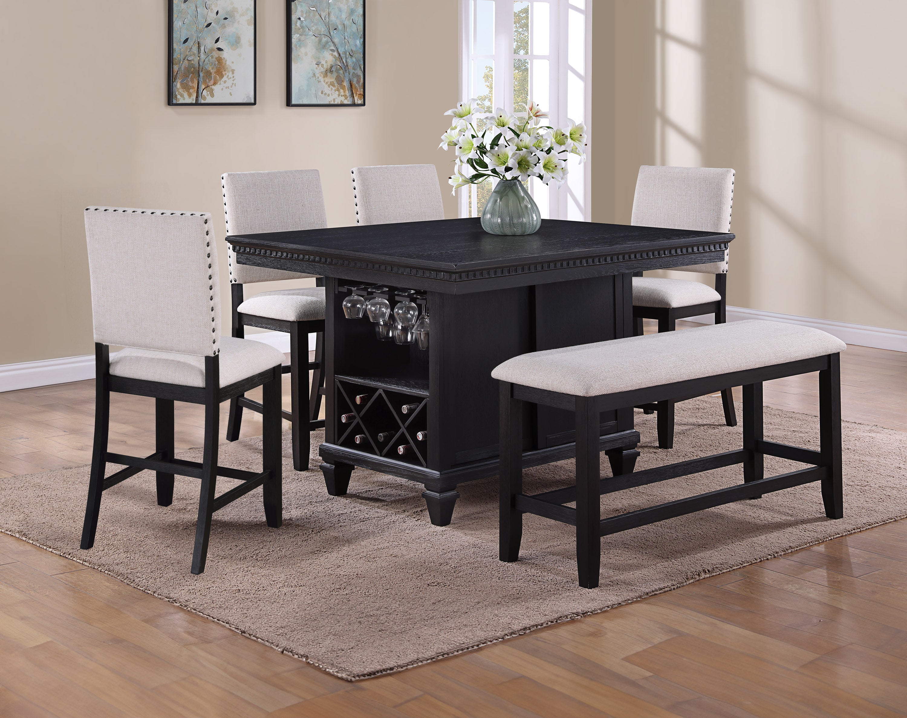2772CL-6P REGENT CT HT DINING CHARCOAL