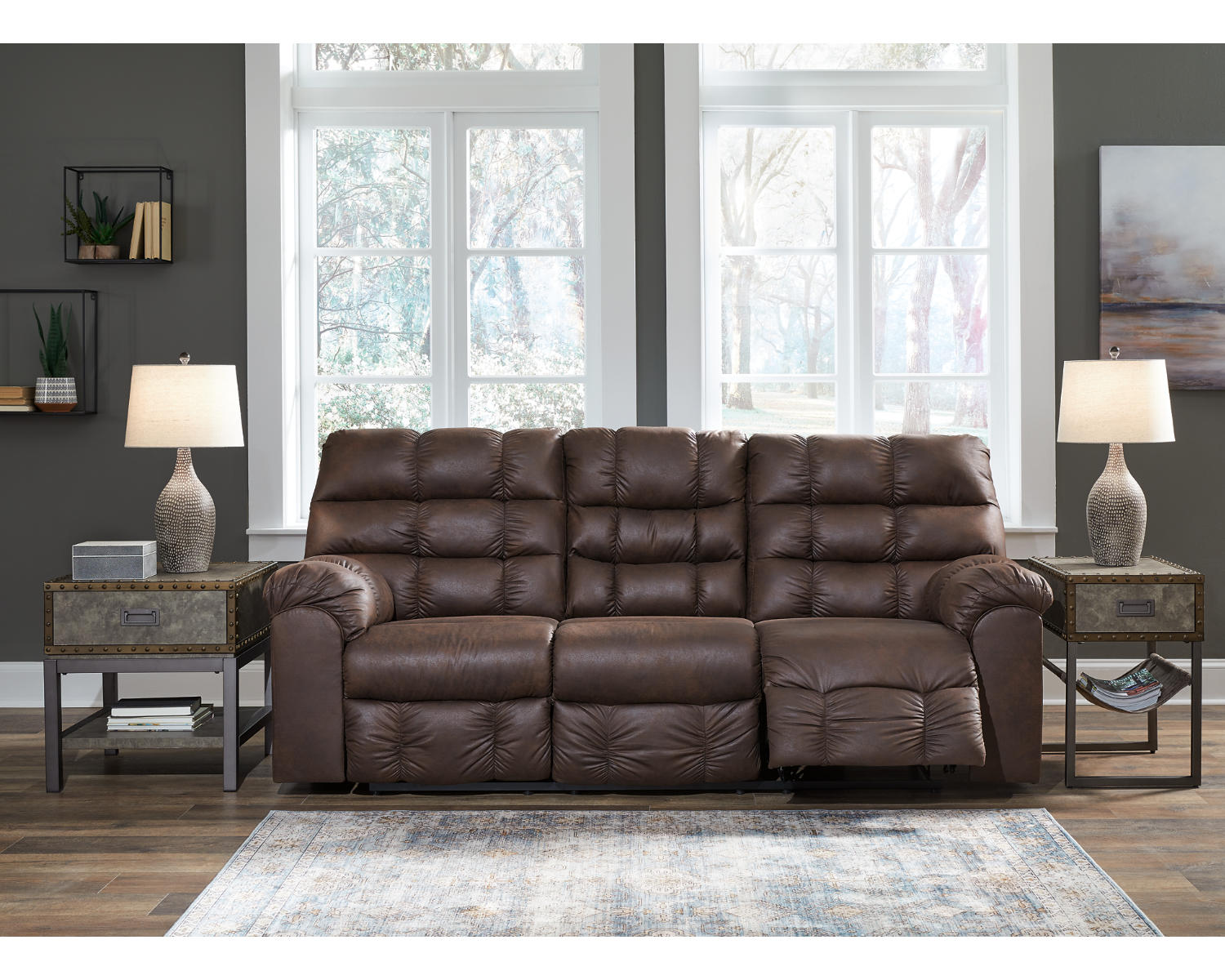 Derwin Reclining Sofa with Drop Down Table
