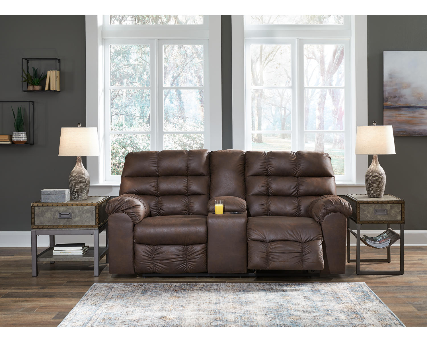 Derwin Reclining Loveseat with Console