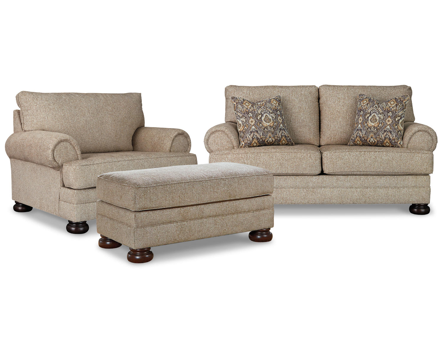 Kananwood Loveseat with Oversized Chair and Ottoman